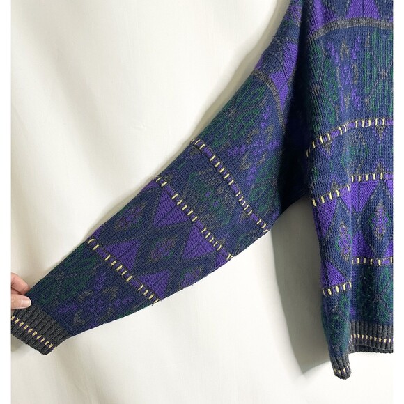 VTG 80'S/90's Cadet Boys Club Sweater Purple Green Boys Made in USA XL 18 - Picture 4 of 10